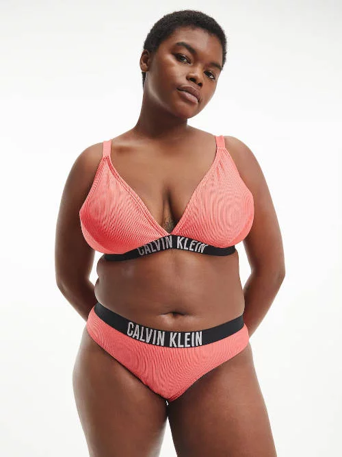 Розови бикини Calvin Klein с висока талия големи размери